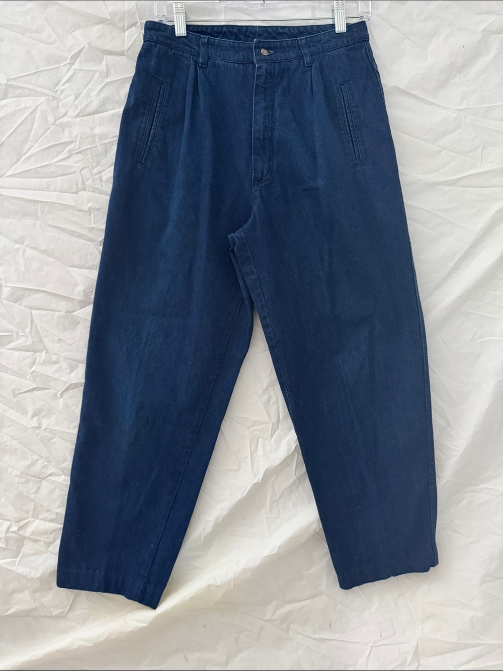 Vintage 80’s Liz Claiborne Dark Navy Pleated Barrel Tapered Relaxed Jeans